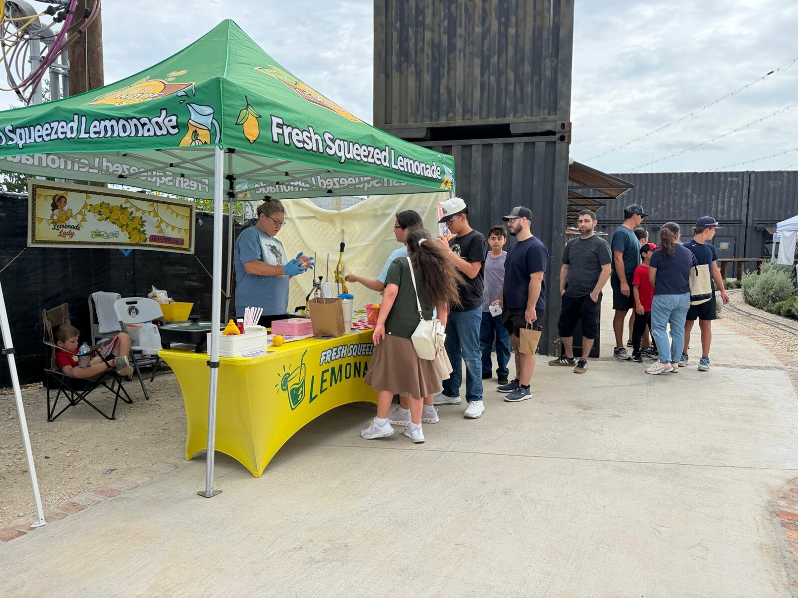 A line at the lemonade stand at the Old Katy Farmers Market