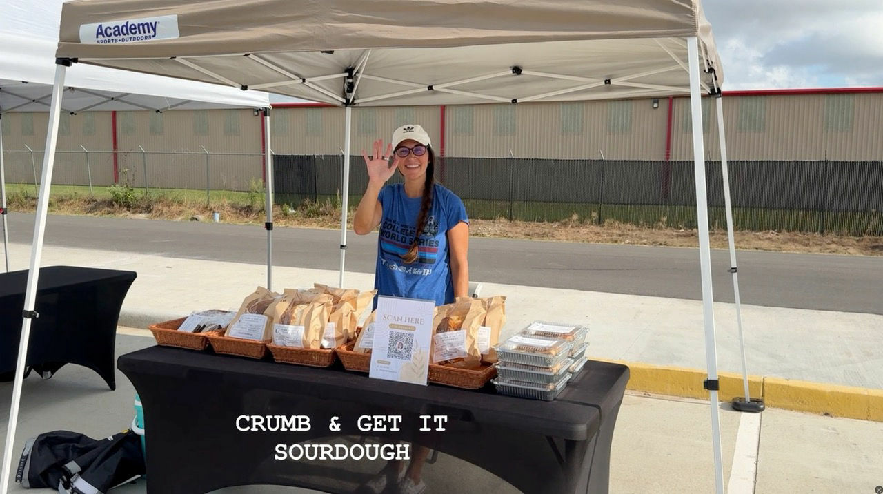 A bakery stall selling sourdough bread