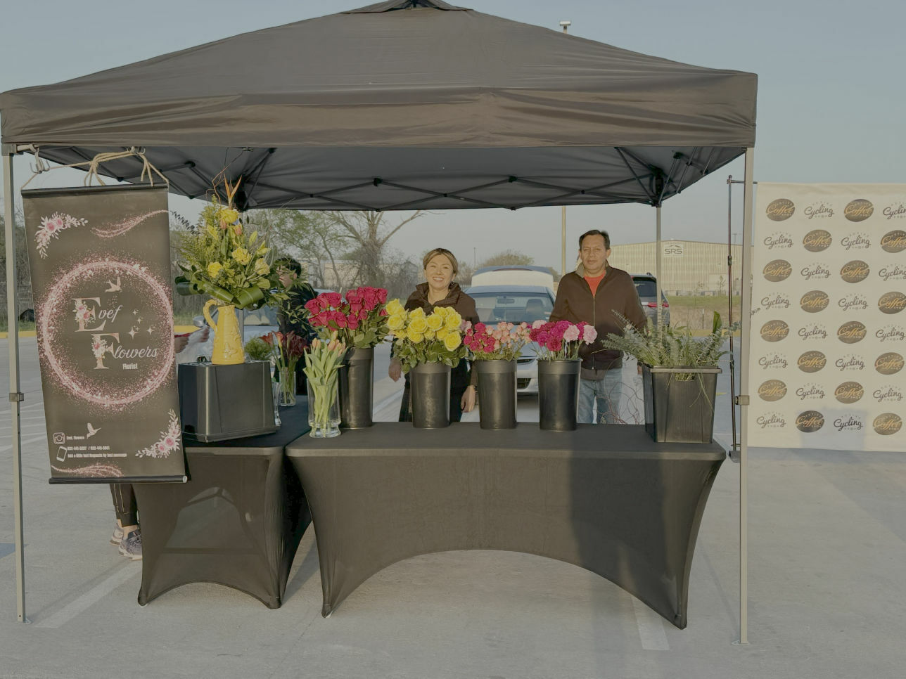A flower stall at the market